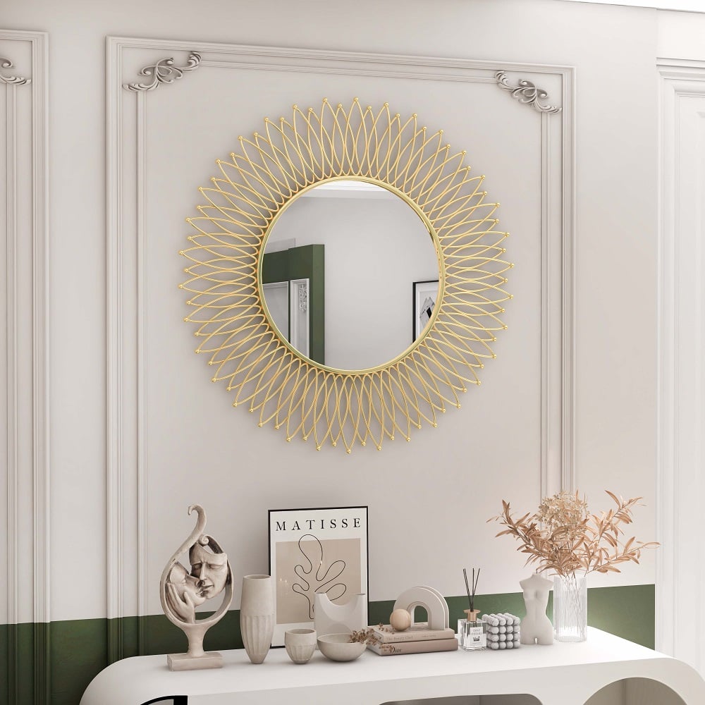Customer Reviews for Modern & Luxury Round Gold Sun Metal Wall Mirror Decorative Art
