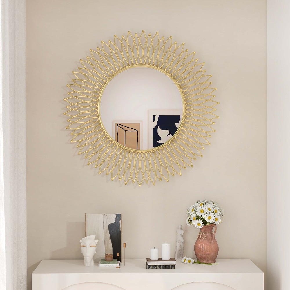 Customer Reviews for Modern & Luxury Round Gold Sun Metal Wall Mirror Decorative Art