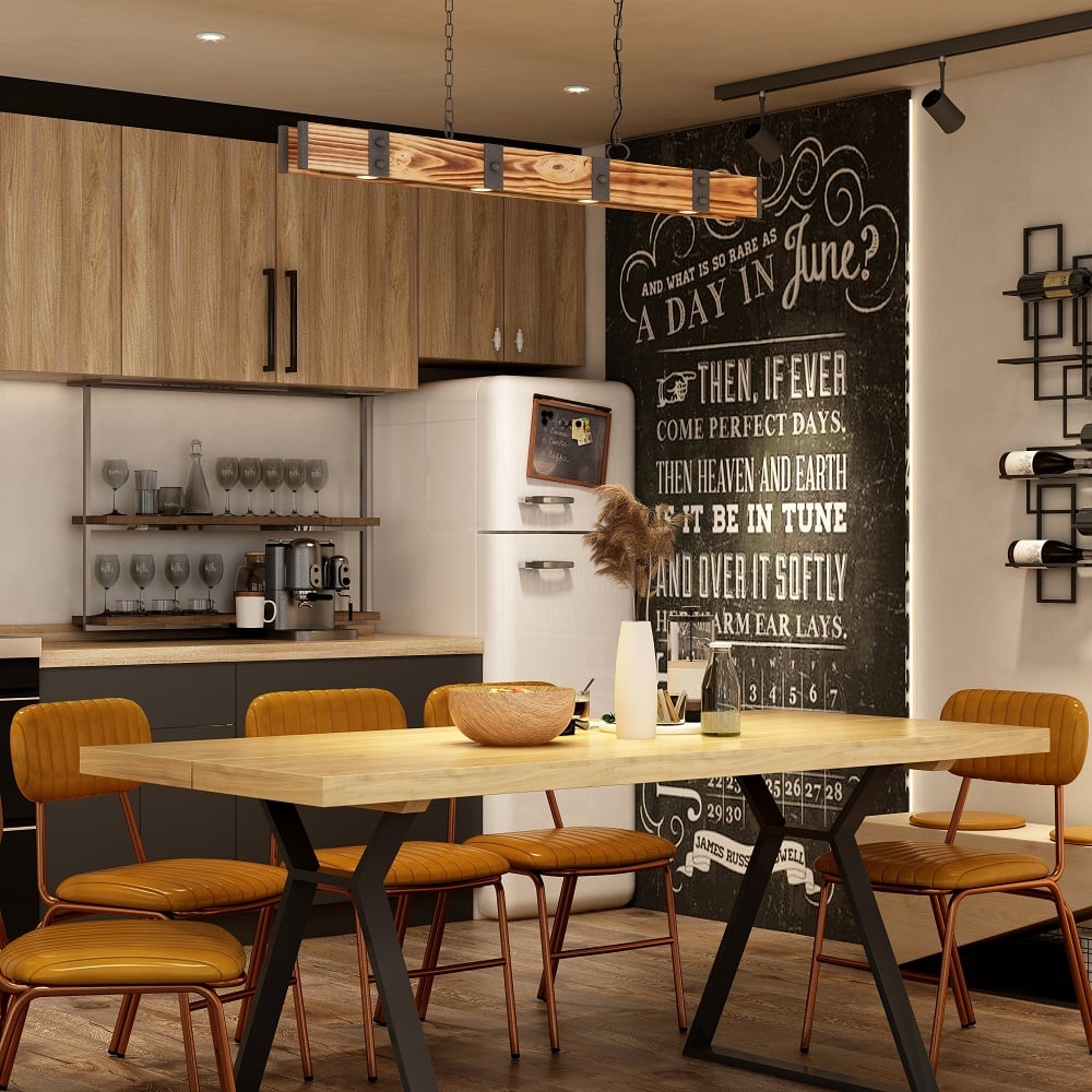 Avaliações de clientes sobre Luminária pendente LED linear Rowen Rustic de 4 luzes Rust Wood & Metal Island