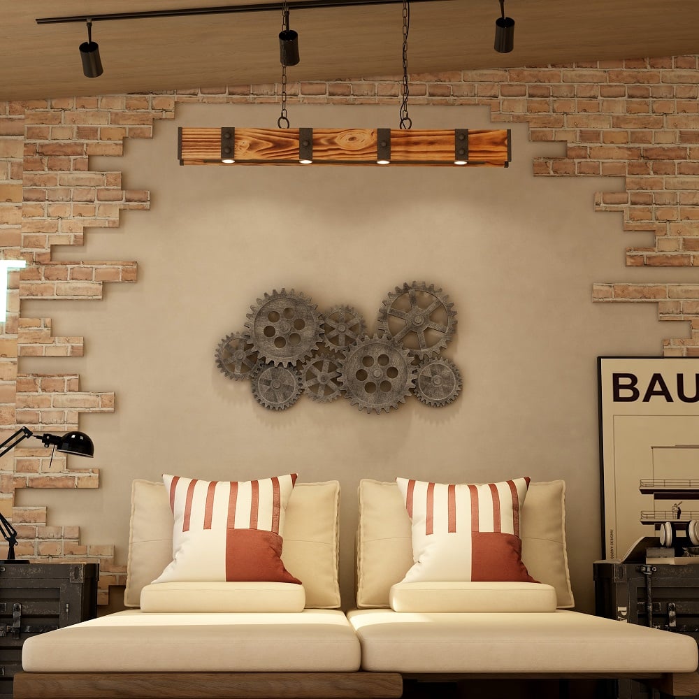 Avaliações de clientes sobre Luminária pendente LED linear Rowen Rustic de 4 luzes Rust Wood & Metal Island