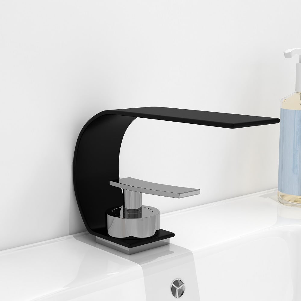 Questions and Answers for Single Lever Handle Waterfall Arc Bathroom Mixer Tap Black & Chrome Solid Brass