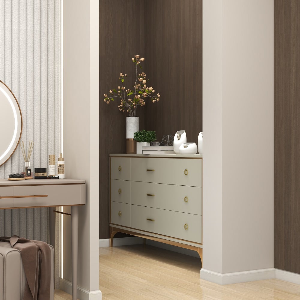 Customer Reviews for 63" Contemporary 9-Drawer Champagne Bedroom Dresser for Storage in Gold