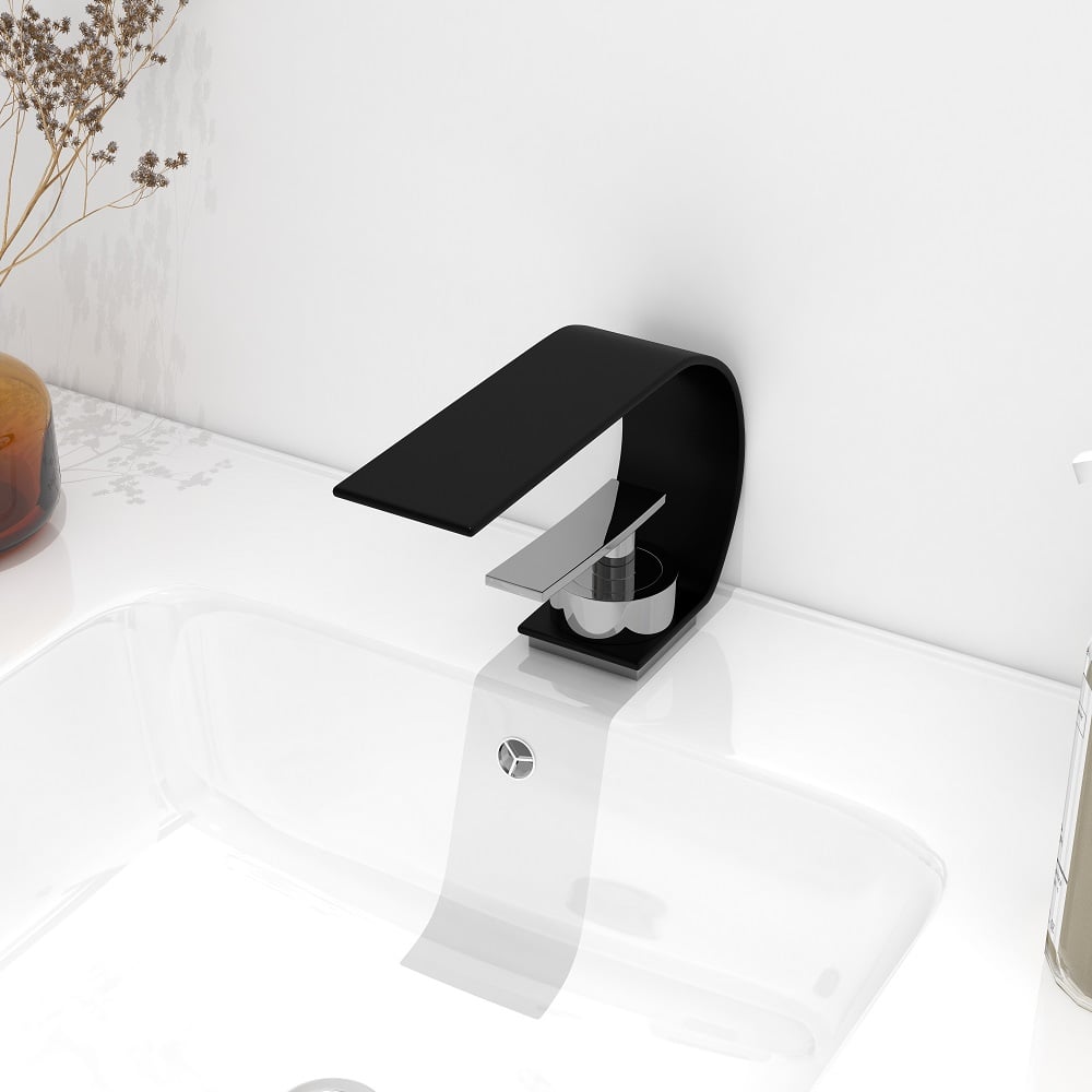 Questions and Answers for Single Lever Handle Waterfall Arc Bathroom Mixer Tap Black & Chrome Solid Brass