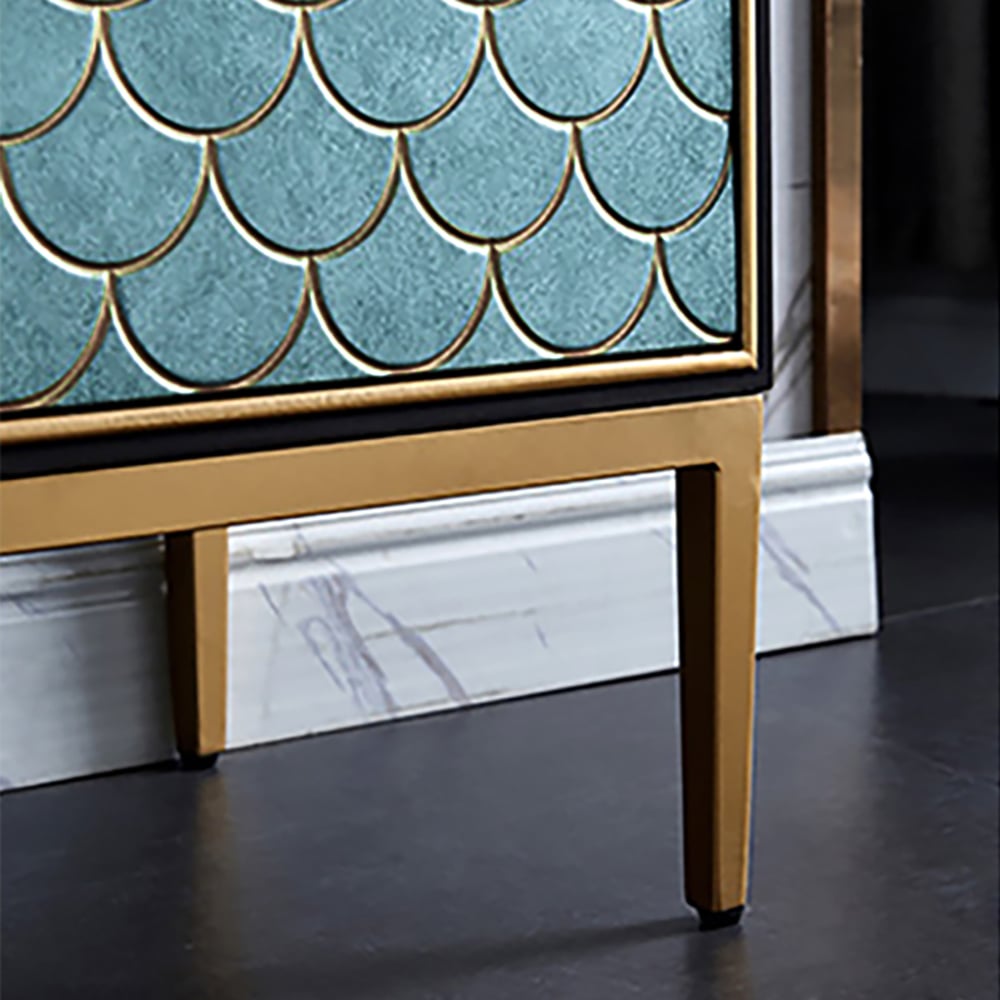 Questions and Answers for Modern medium sideboard with tiered pattern, doors and shelves