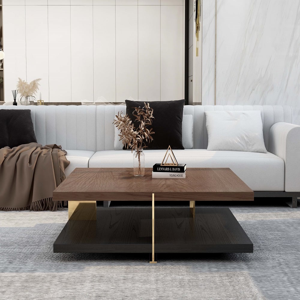 Otázky a odpovědi pro Průmyslový černý a ořechový čtvercový podstavec konferenční stolek z masivního dřeva Accent Table