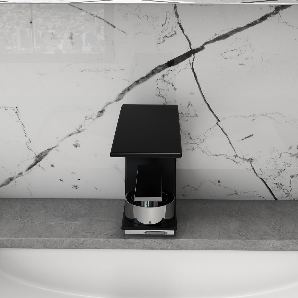 Questions and Answers for Single Lever Handle Waterfall Arc Bathroom Mixer Tap Black & Chrome Solid Brass