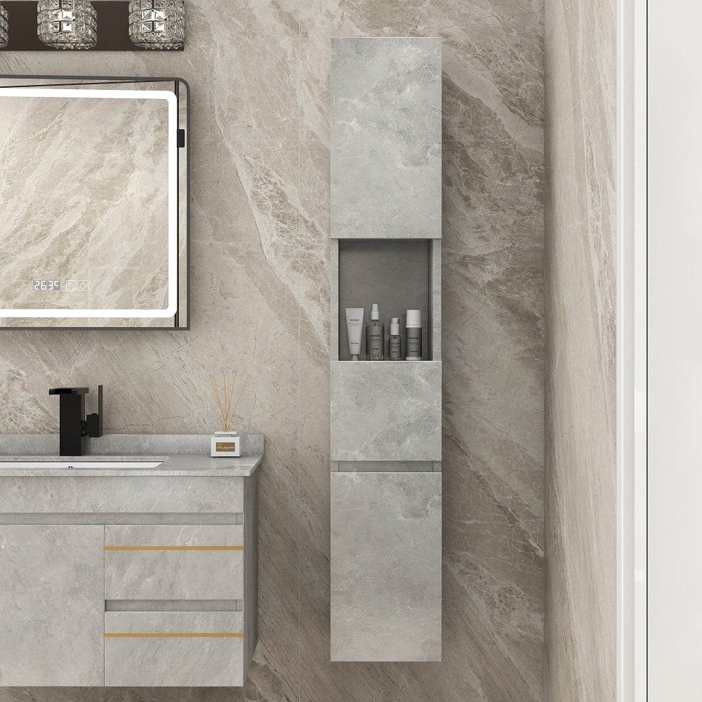 Customer Reviews for Modern Bathroom Cabinet with Drawers Wall Mounted Bathroom Cabinet with Doors with Shelf