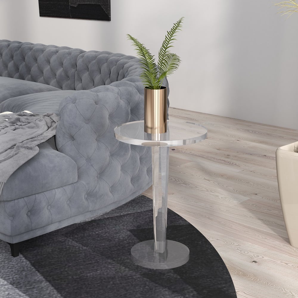 Questions and Answers for Round Acrylic End Table Modern Clear Side Table