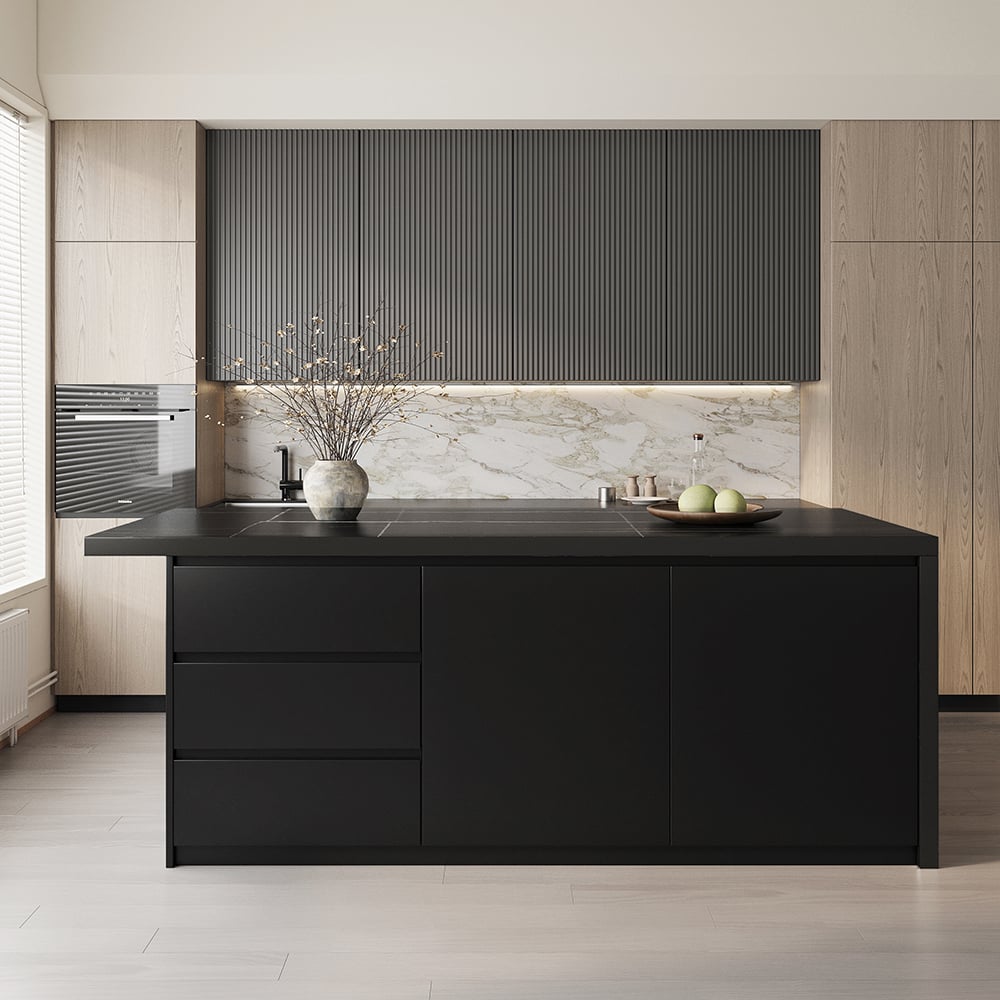 Otázky a odpovědi pro 1830 mm moderní kuchyňský ostrůvek v černé barvě