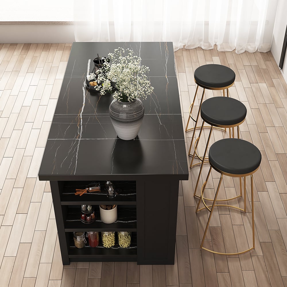 Customer Reviews for 72" Modern Style Laminate Kitchen Islands with Multi-Storage Black