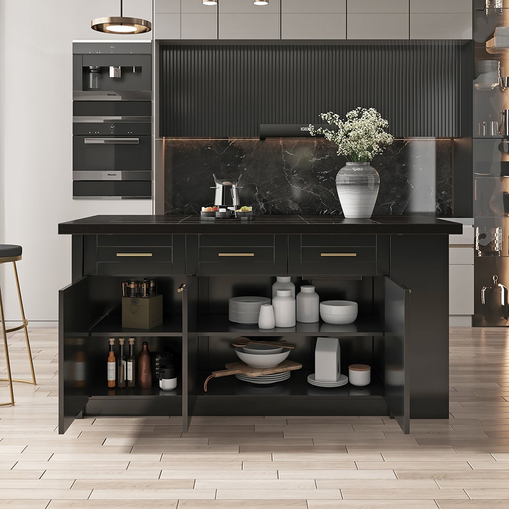 Customer Reviews for 72" Modern Style Laminate Kitchen Islands with Multi-Storage Black
