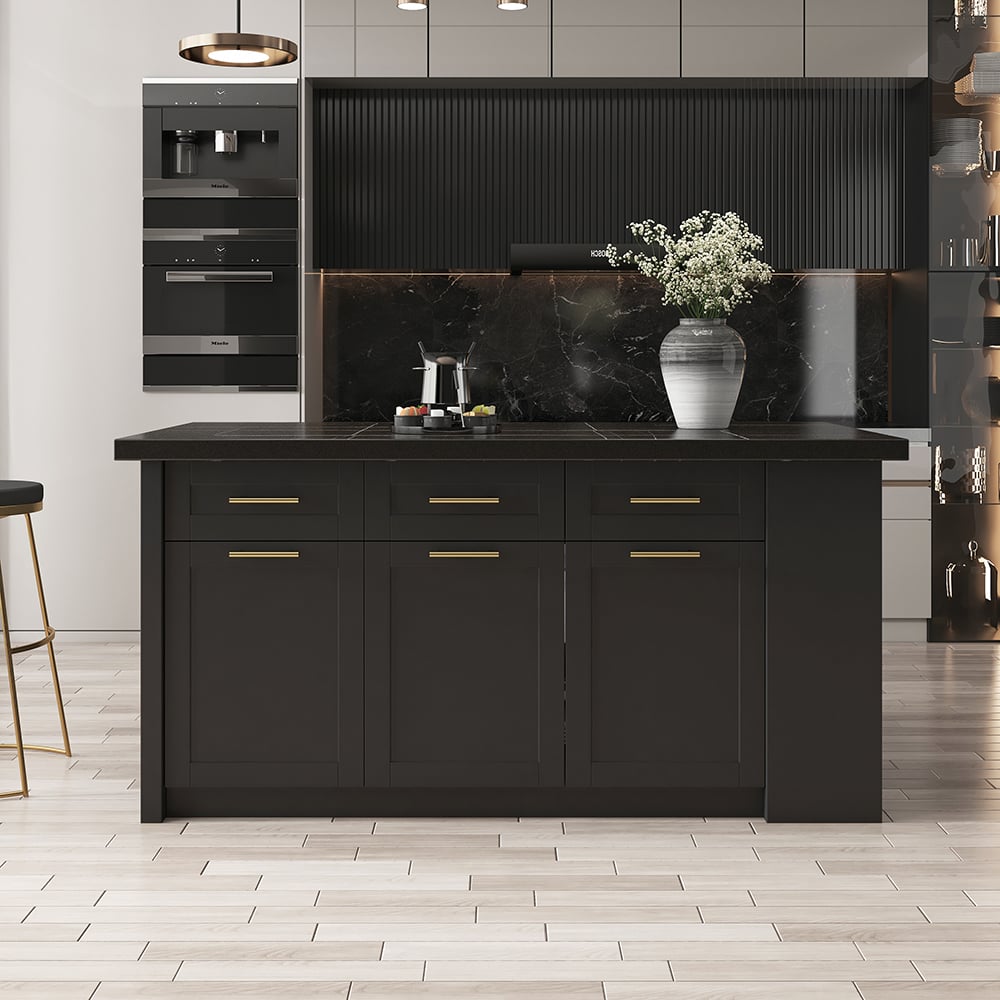 Customer Reviews for 72" Modern Style Laminate Kitchen Islands with Multi-Storage Black