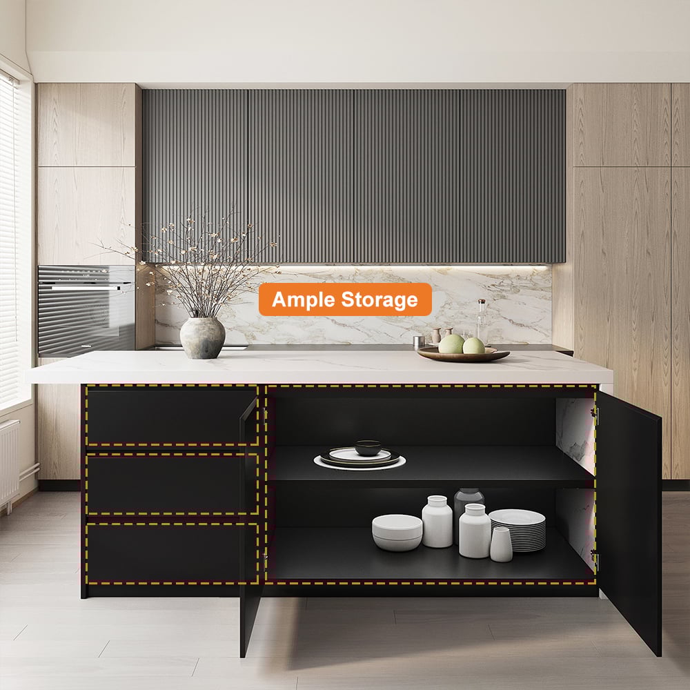 Perguntas e respostas para Ilha de cozinha moderna em preto e branco de 1830 mm