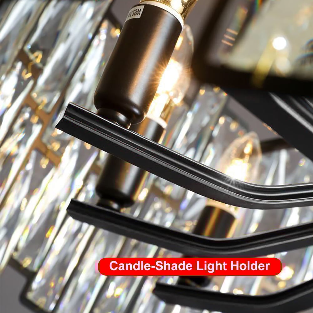 Questions and Answers for Clytia Modern Geometric Crystal Chandelier 14-Light with Adjustable Chain in Black