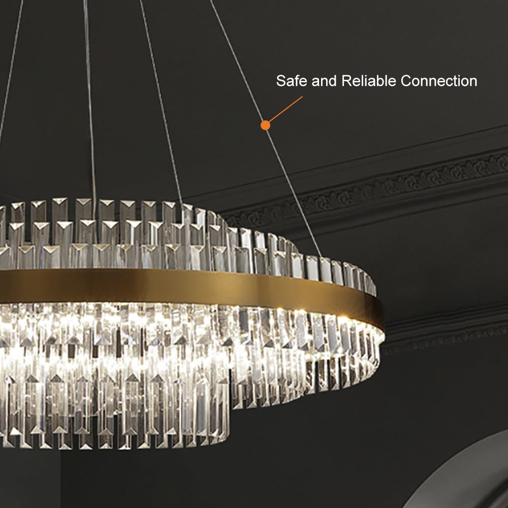 Questions and Answers for Fixedo Modern Tiered Crystal LED Chandelier in Brass Light