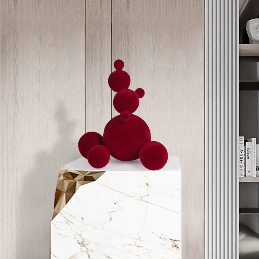 Questions et Réponses pour Sculpture abstraite de boules de neige accumulées en résine, bonhomme de neige, décoration moderne, rouge vin