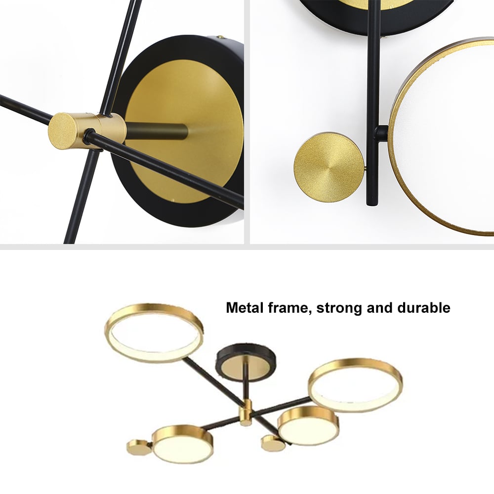 Questions and Answers for Modern Semi Flush Mount Lighting Gold Ceiling Light Fixture LED Ring