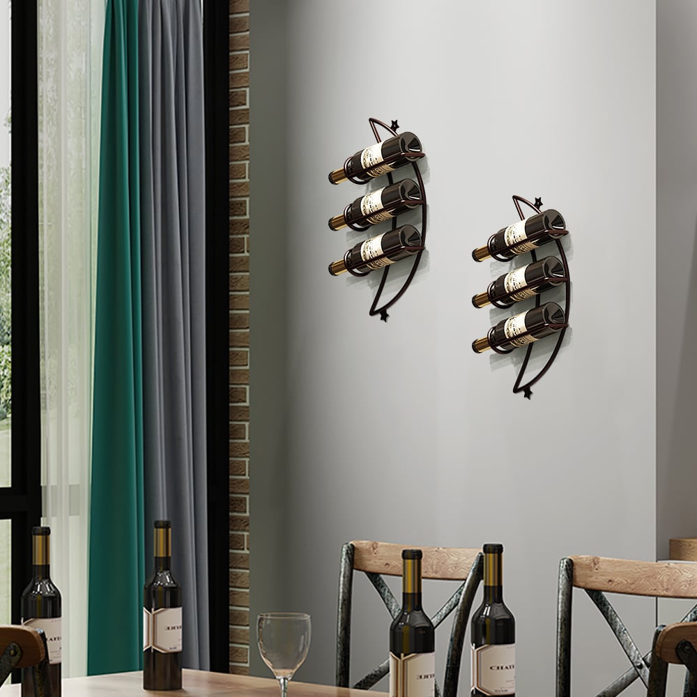 Otázky a odpovědi pro 4 kusy 12 lahví Kovový stojan na víno ve tvaru měsíce namontovaný na stěnu v bronzu