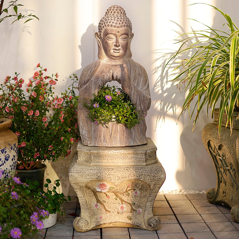 Customer Reviews for 530mm Garden Buddha Statue Outdoor Resin Sculpture Decor Art With Flower Pot Planter
