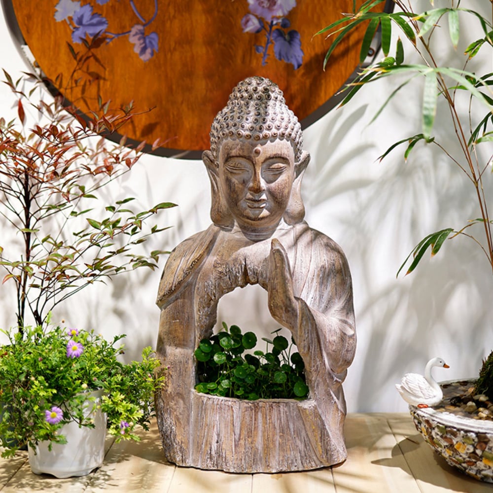 Customer Reviews for 530mm Garden Buddha Statue Outdoor Resin Sculpture Decor Art With Flower Pot Planter