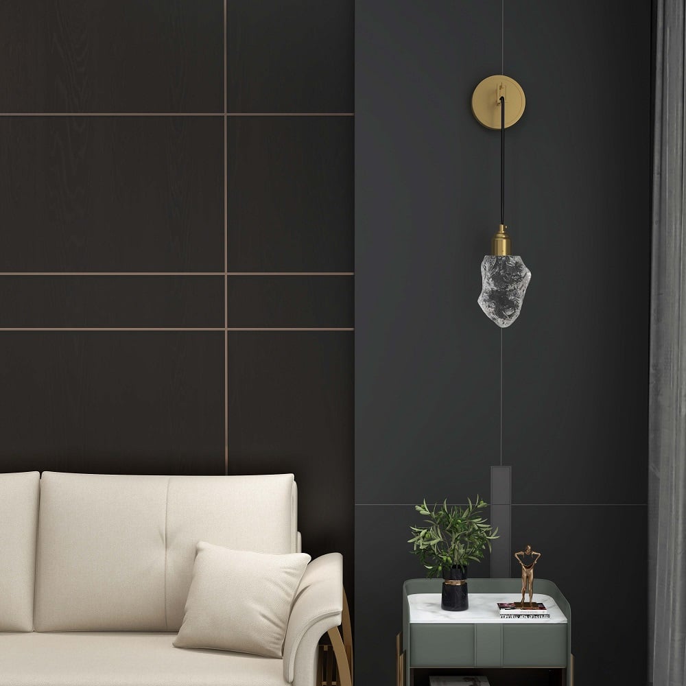Customer Reviews for Gold Brass Wall Sconce Hanging Wall Light with Crystal Shade & Adjustable Cable