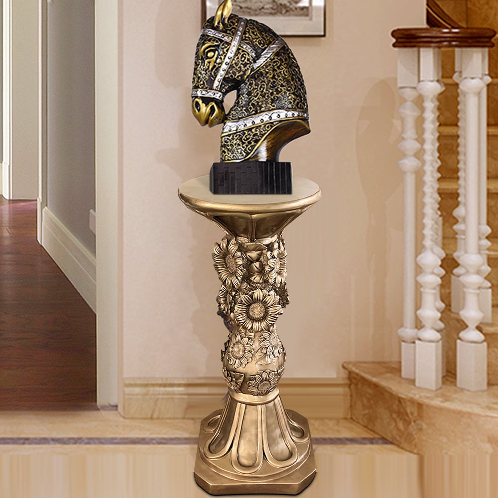 Reseñas de Clientes para Escultura dorada con pedestal de girasol vintage de 740 mm de altura para decoración de interiores