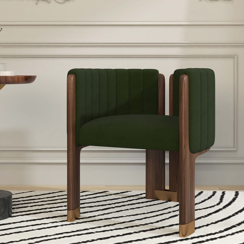 Questions and Answers for Velvet Fluted Upholstered Accent Chair with Wood Frame