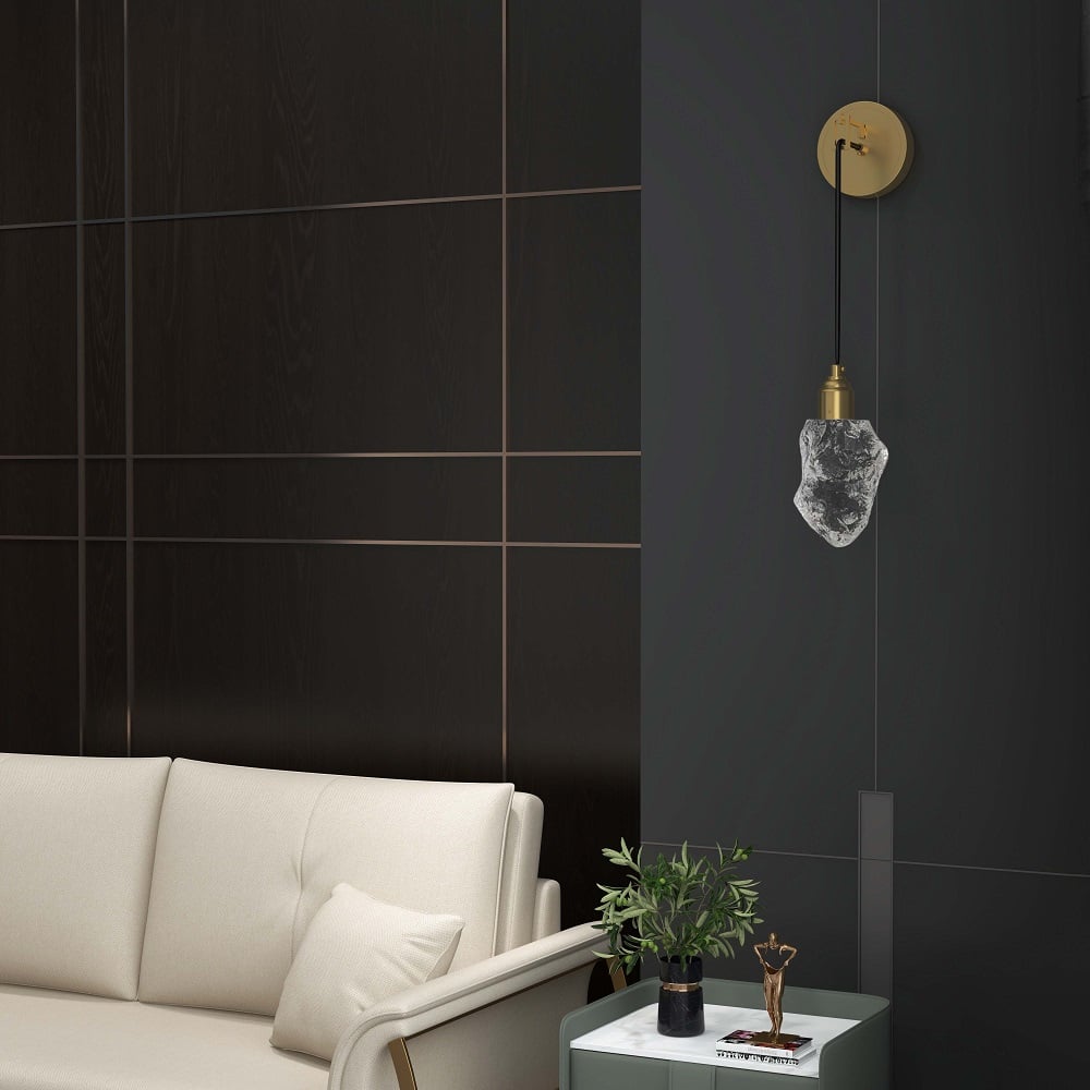 Customer Reviews for Gold Brass Wall Sconce Hanging Wall Light with Crystal Shade & Adjustable Cable