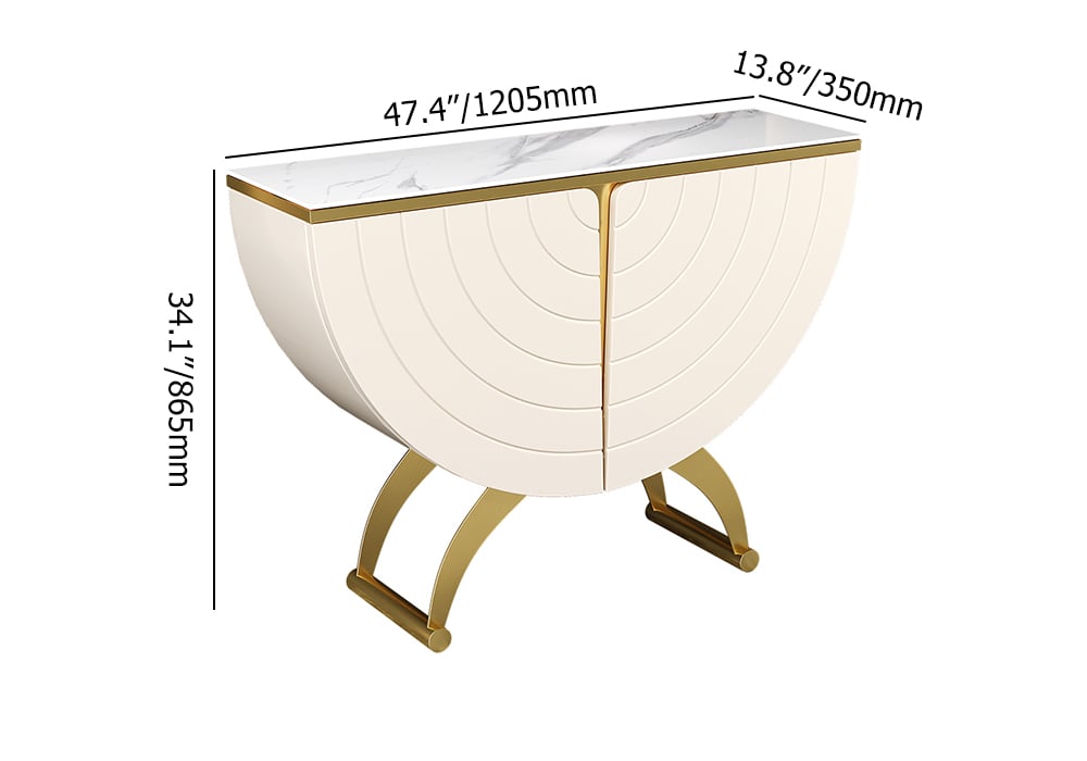 Modern Gold Console Table Sintered Stone Top Entryway Storage Cabinet with Doors weights dimensions image