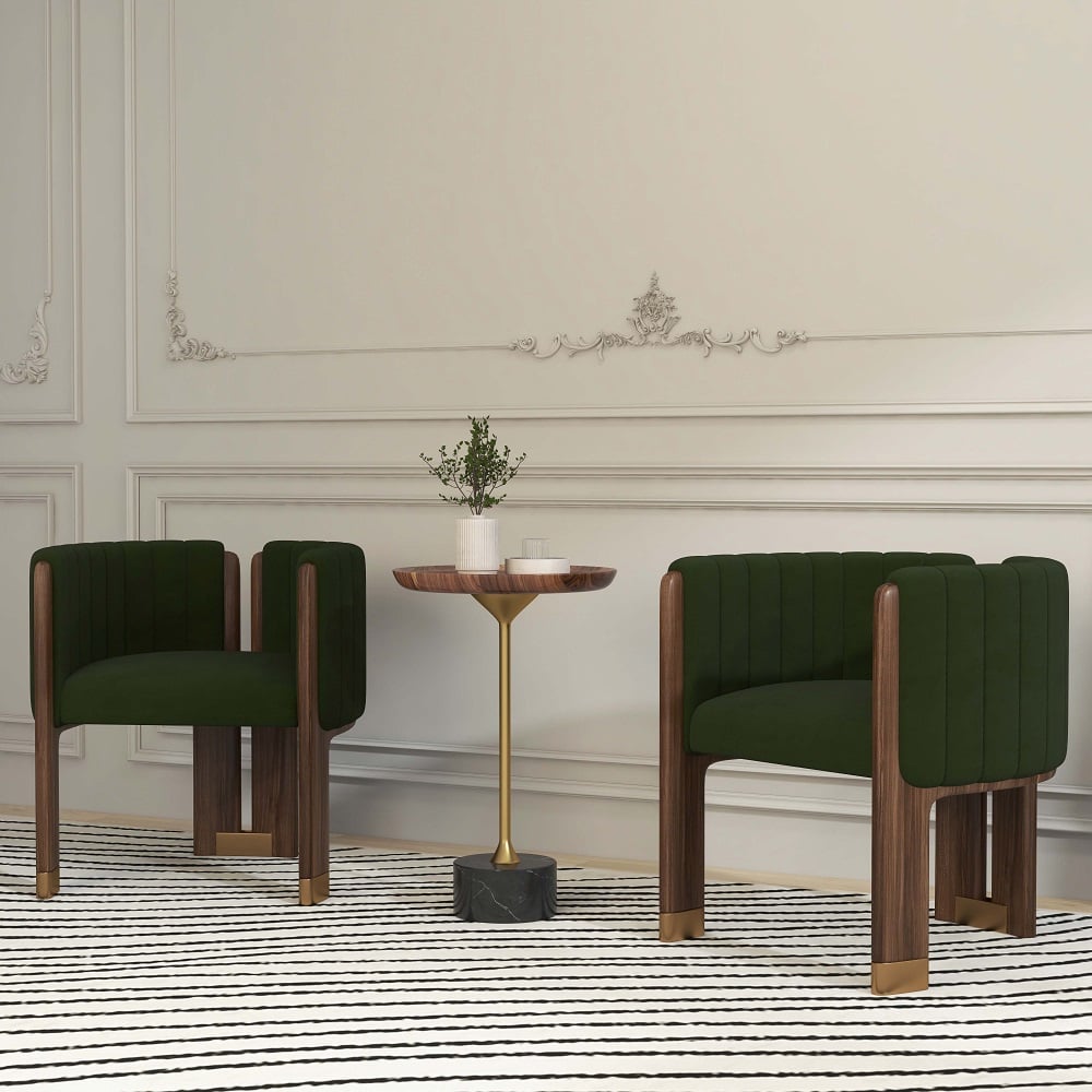 Questions and Answers for Velvet Fluted Upholstered Accent Chair with Wood Frame