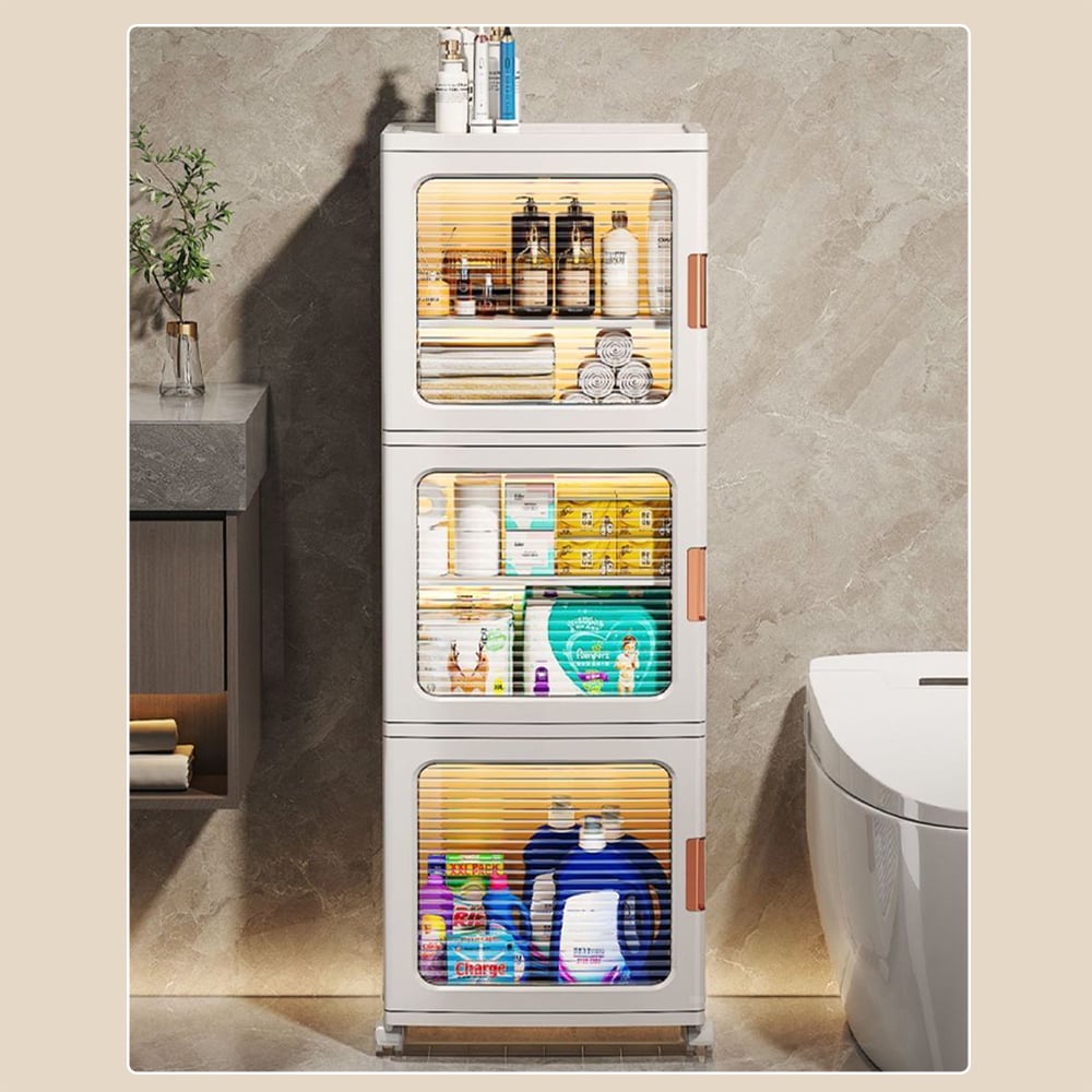 Domande e risposte per Armadietto da bagno bianco a 3 livelli autoportante con 3 ripiani e ante