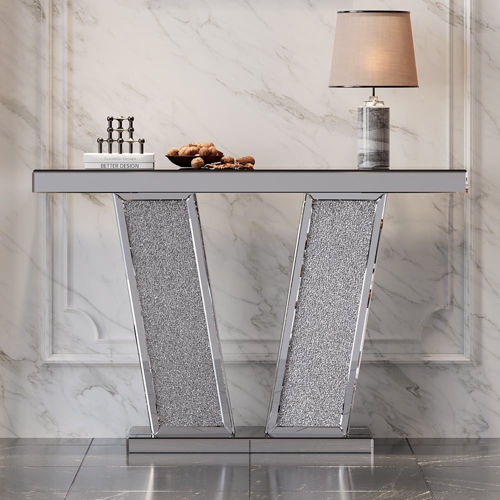 Hodnocení zákazníků pro položku Glam zrcadlový konzolový stůl s křišťálovými kamínky ve stříbrném a zlatém