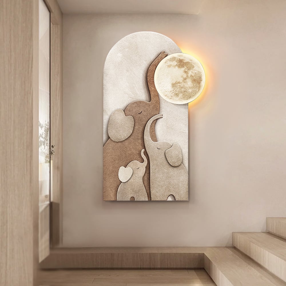 Avis Clients sur Sculpture murale d'éléphant en acrylique 3D cintrée à LED de 800 mm, décoration d'art, salon et chambre