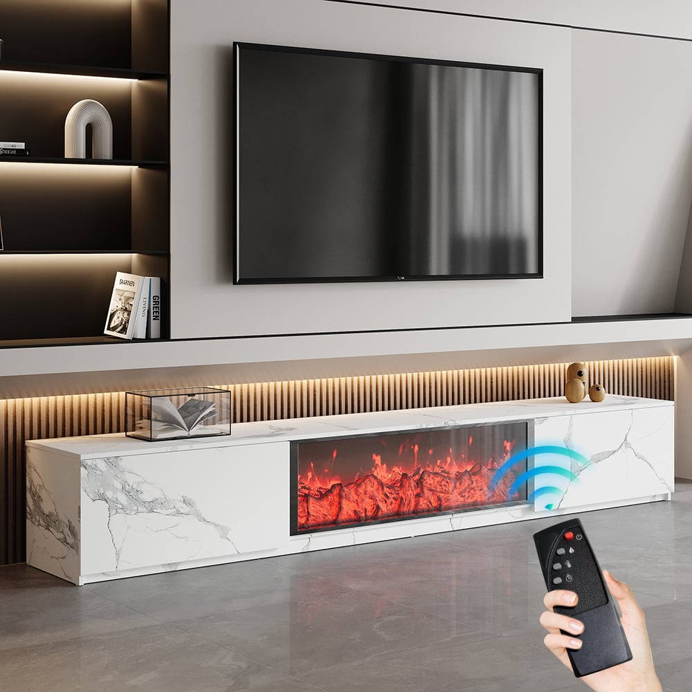 Customer Reviews for 180 cm TV cabinet with electric fireplace in white