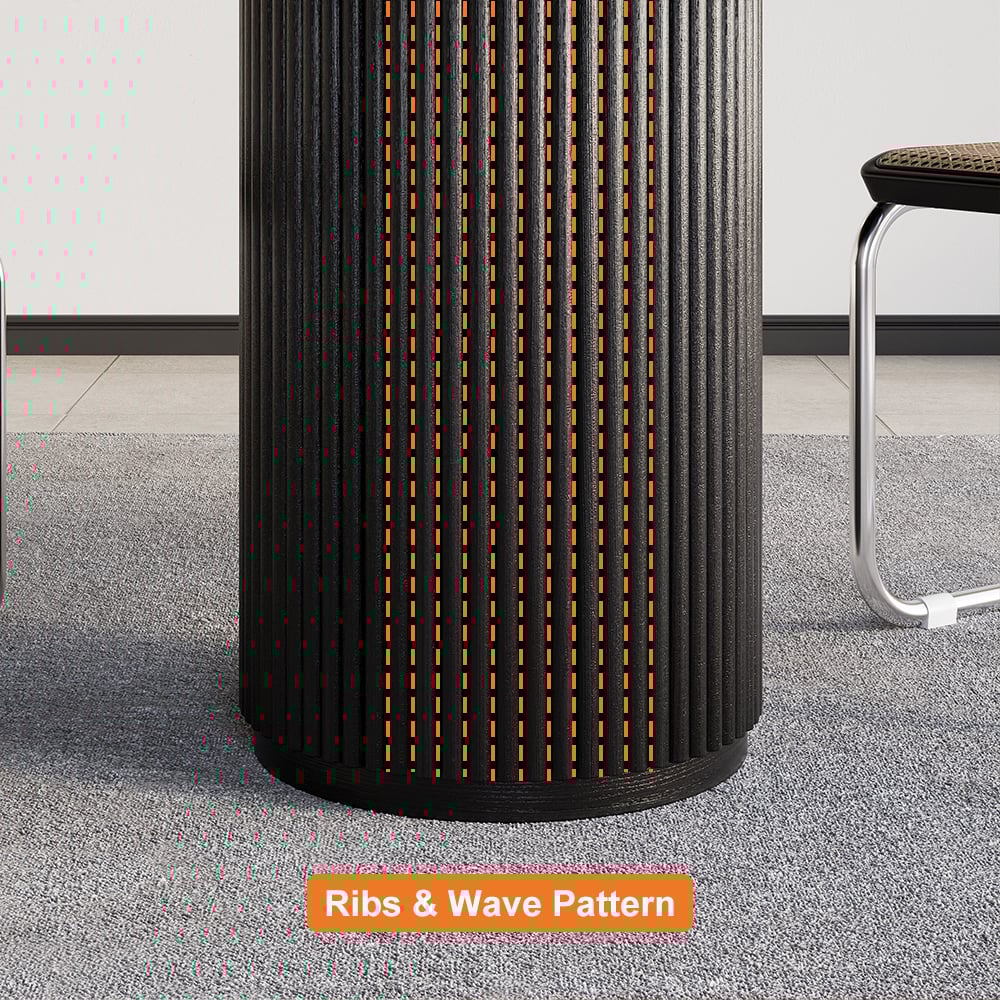 Vragen en antwoorden voor Ronde eettafel hout met voetstuk voor 4 personen Japandi zwart