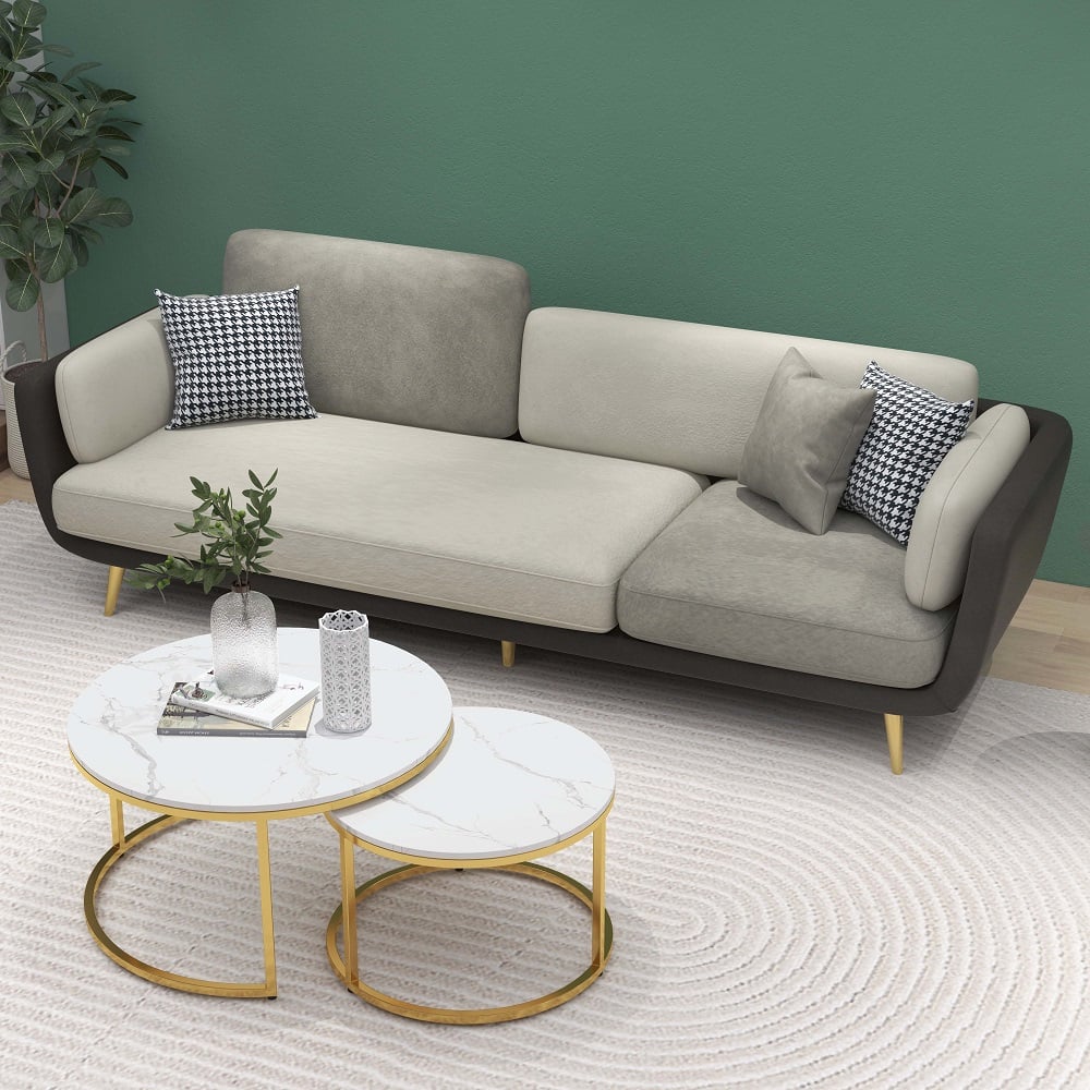 Avaliações de clientes sobre Sofá estofado cinza Volore 88,6" Sofá dourado moderno de 4 lugares para sala de estar em grande