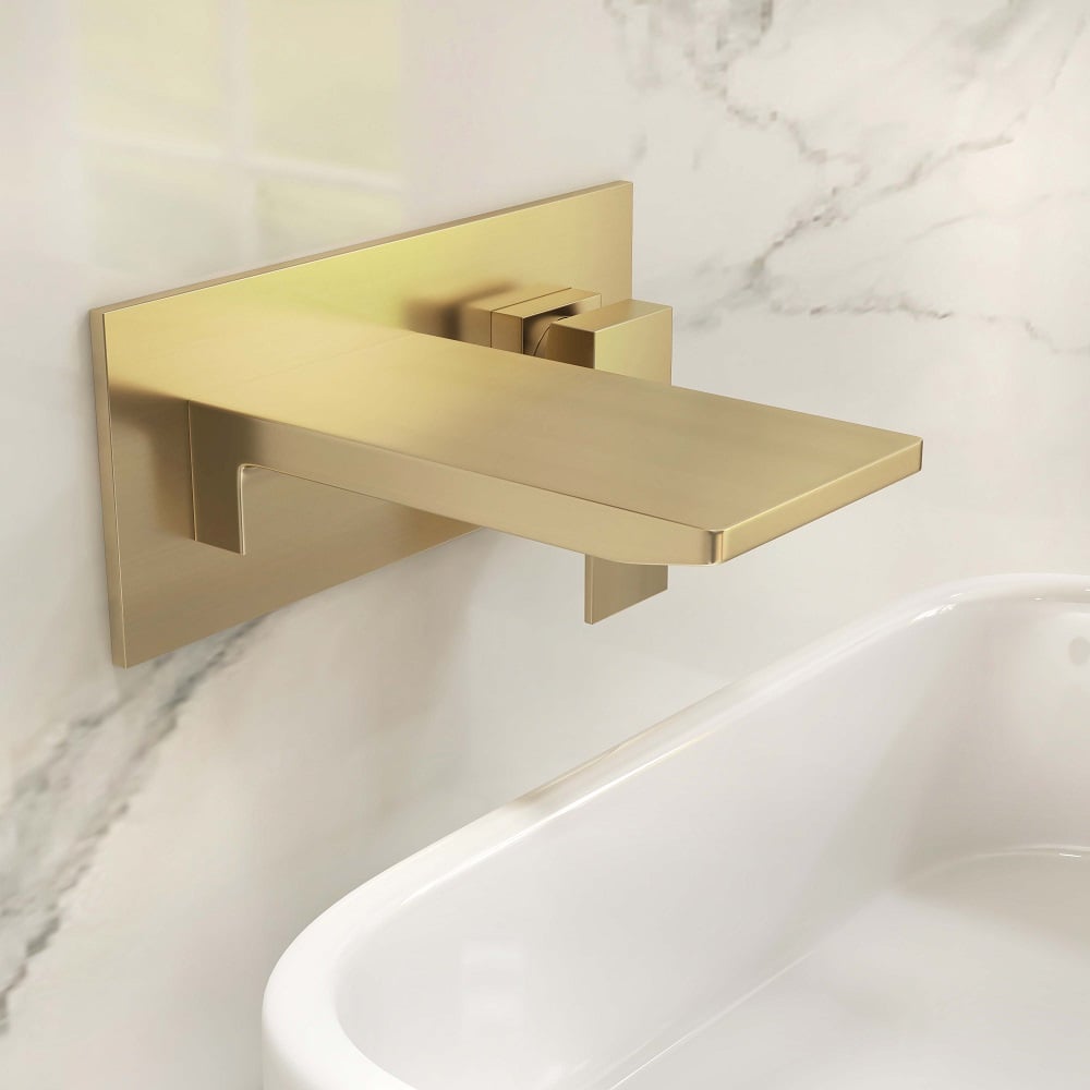 Oceny klientów dla Elegancki, szczotkowany złoty ścienny kran do umywalki łazienkowej z pojedynczym uchwytem