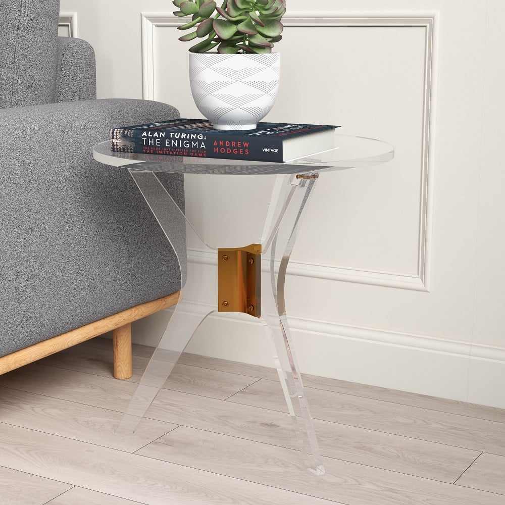 Questions and Answers for 23.6"Dia Modern Clear Acrylic End Table Small Round Side Table