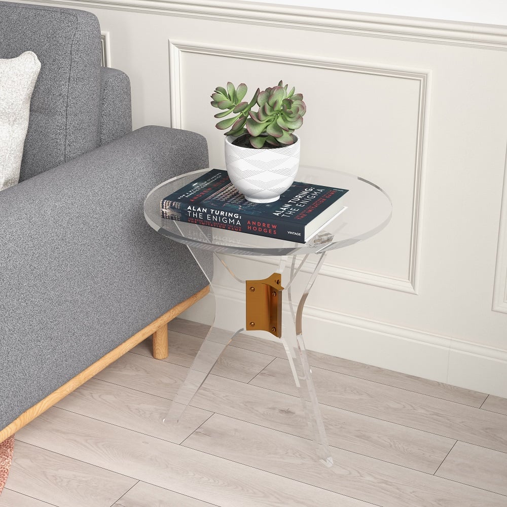 Questions and Answers for 23.6"Dia Modern Clear Acrylic End Table Small Round Side Table