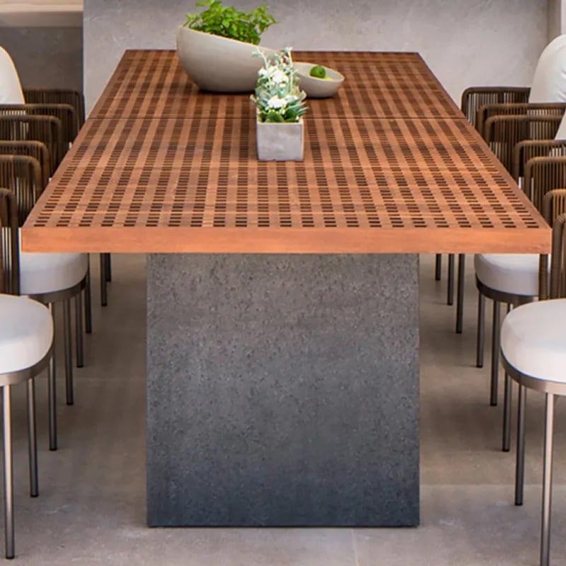 Customer Reviews for Modern 8 - Person Rectangle Teak Wood Outdoor Patio Dining Table in Natural & Gray