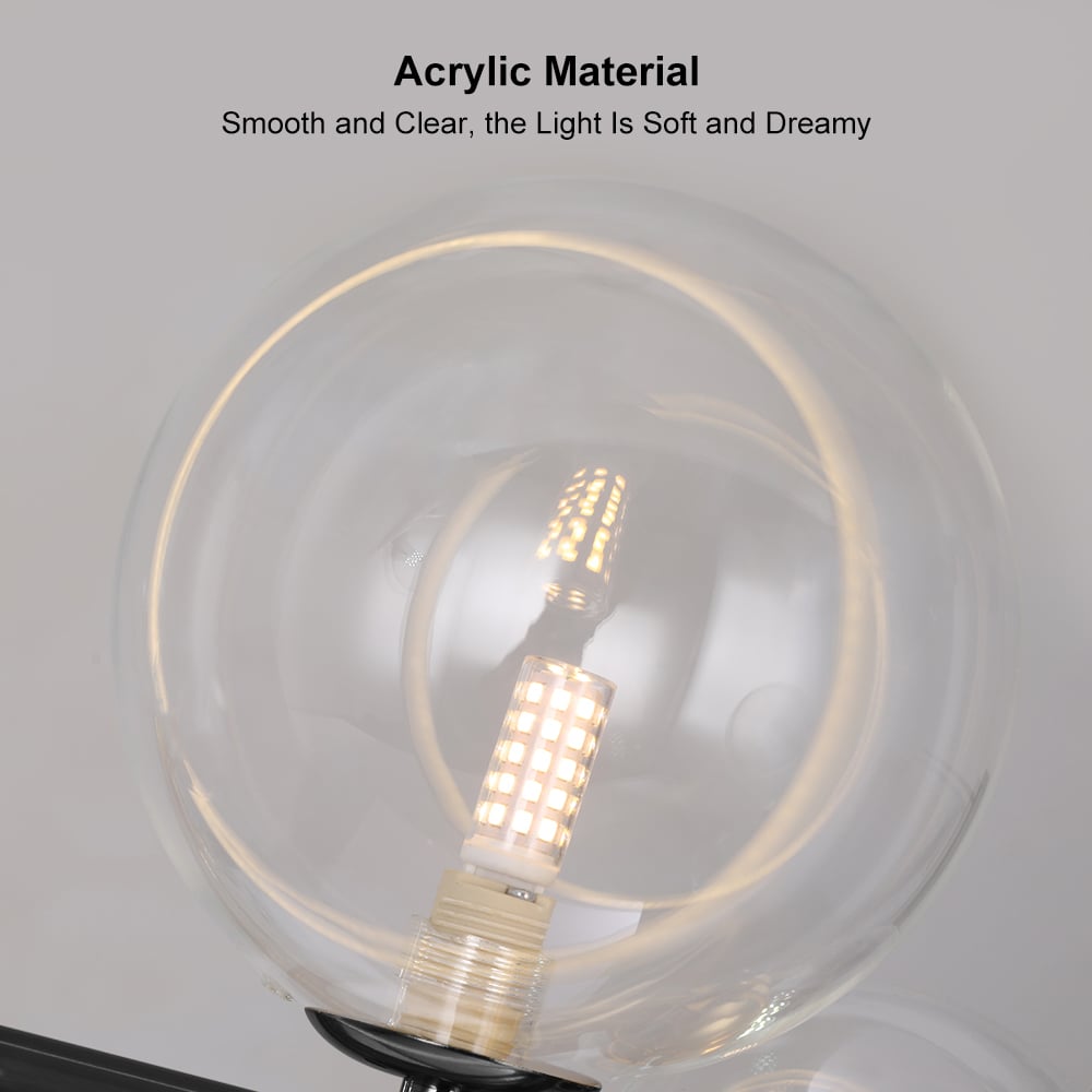 Questions and Answers for Bubi Minimalist 7-Light Glass Globe Shade Black Kitchen Island Light for Dining Room