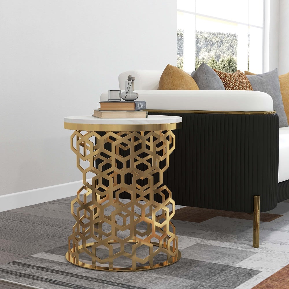 Domande e risposte per Tavolino rotondo Curns Gold Glam con piano in marmo