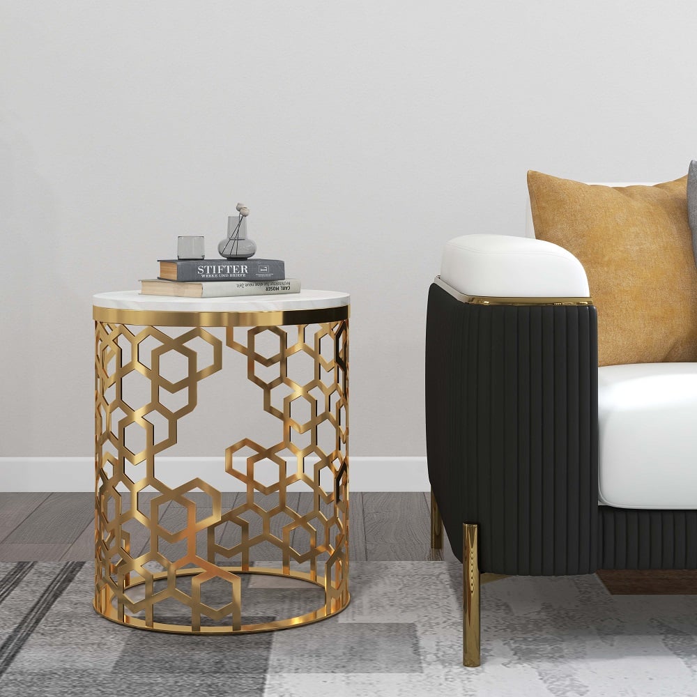 Domande e risposte per Tavolino rotondo Curns Gold Glam con piano in marmo