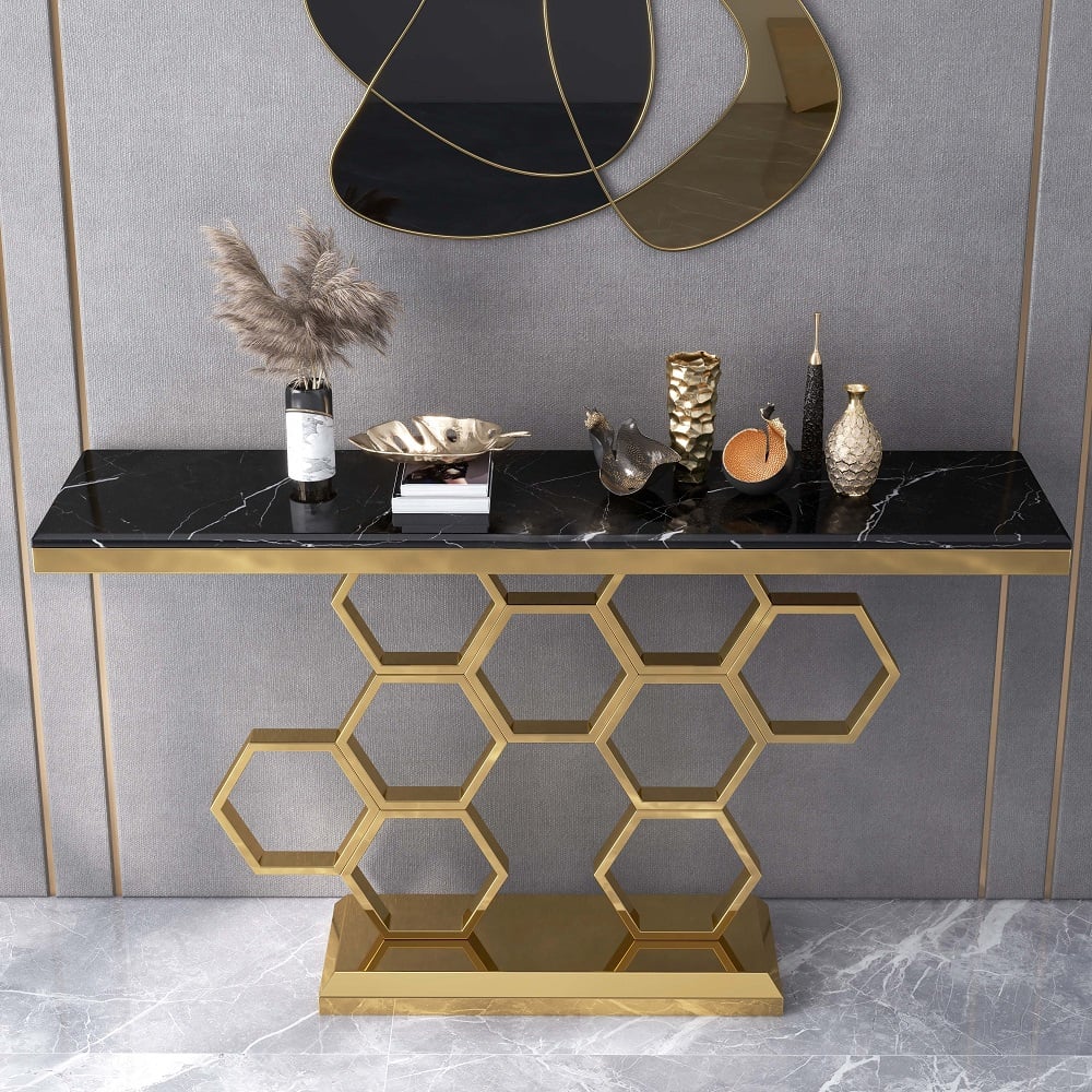 Questions and Answers for 1500mm Modern Rectangle Black Marble Console Table Narrow Entryway Table