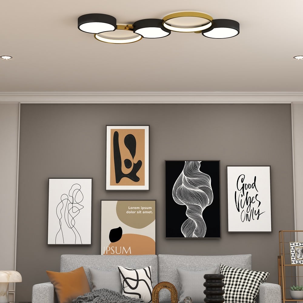 Customer Reviews for Multi-Circles 5-Light LED Flush Mount Ceiling Light in Black & Gold