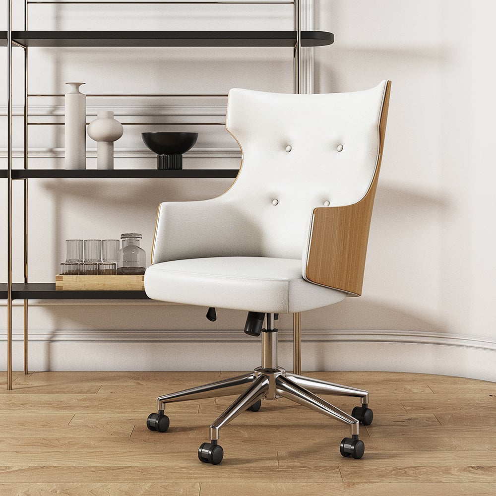 Avis Clients sur Chaise de bureau pivotante moderne en cuir blanc Chaise de bureau ergonomique à hauteur réglable