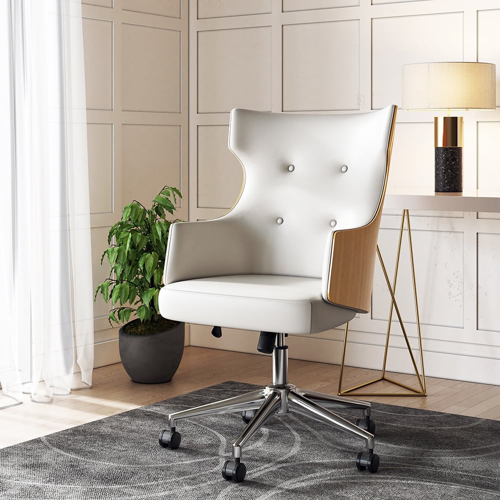 Avis Clients sur Chaise de bureau pivotante moderne en cuir blanc Chaise de bureau ergonomique à hauteur réglable