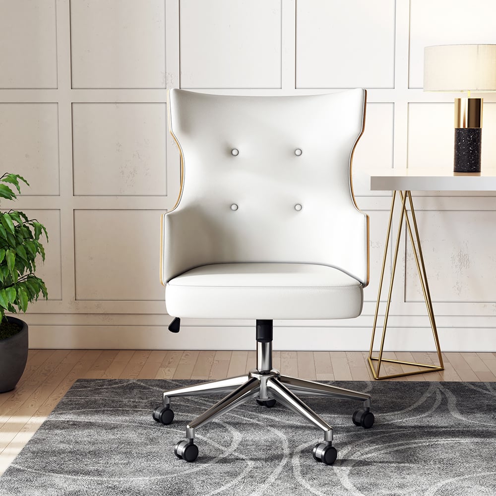 Avis Clients sur Chaise de bureau pivotante moderne en cuir blanc Chaise de bureau ergonomique à hauteur réglable