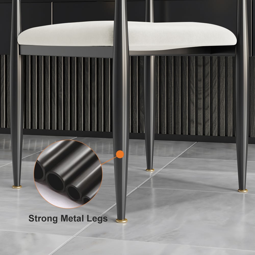 Avis Clients sur Chaises de salle à manger 2 pièces en cuir PU et velours Otrast en cuir PU et velours en blanc