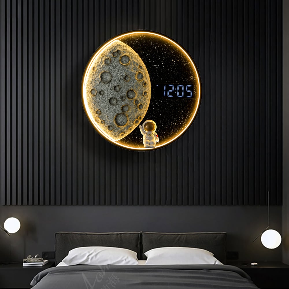 Customer Reviews for 19.7" LED Digital Round Moon Astronaut Wall Clock Spaceman Decor Art USB Charging